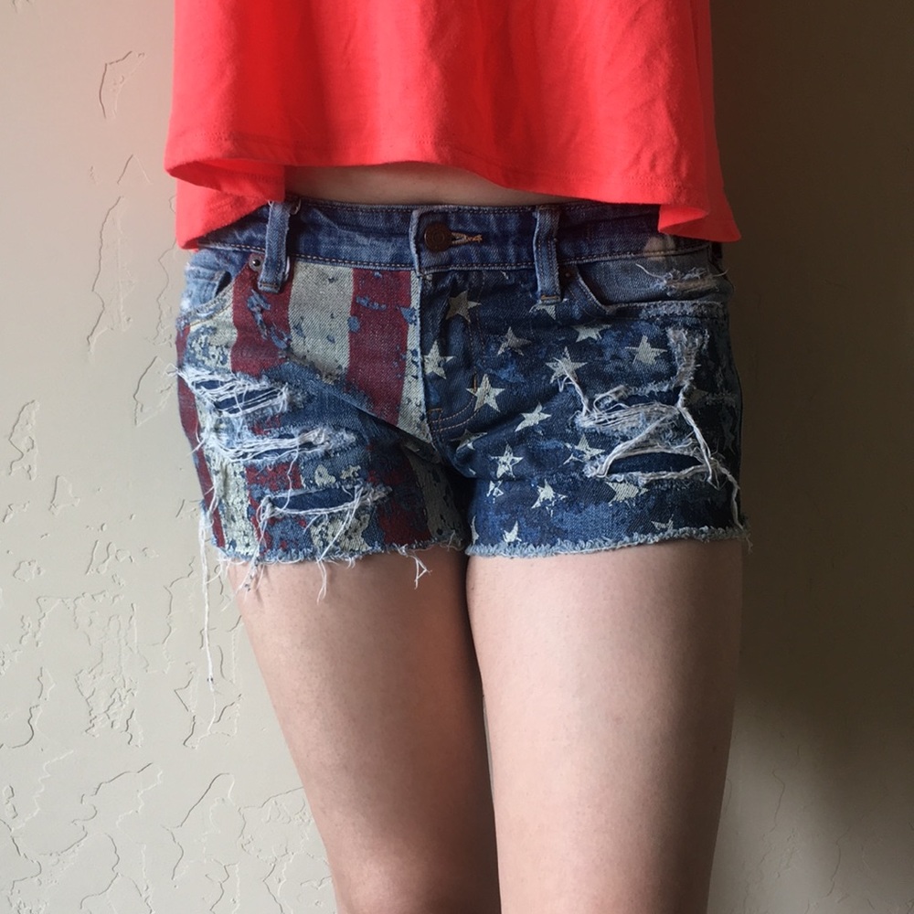 America flag jean shorts